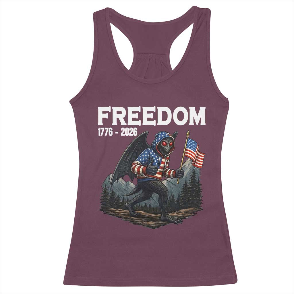 Patriotic Mothman Lover Racerback Tank Top Funny USA 250 Anniversary Gift