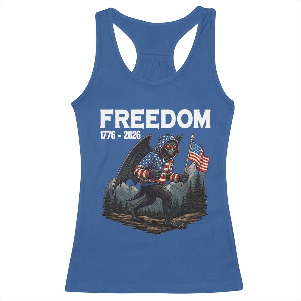 Patriotic Mothman Lover Racerback Tank Top Funny USA 250 Anniversary Gift