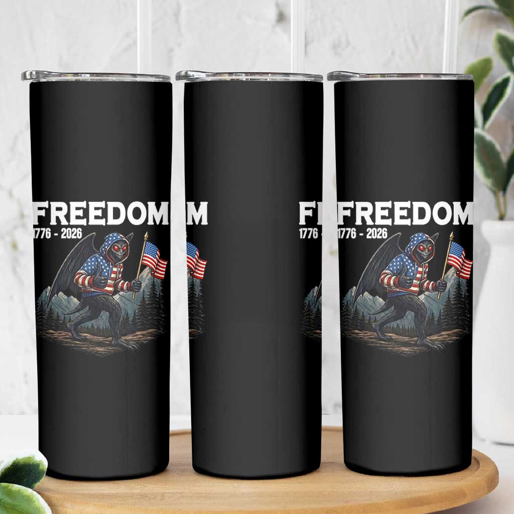 Patriotic Mothman Lover Skinny Tumbler Funny USA 250 Anniversary Gift