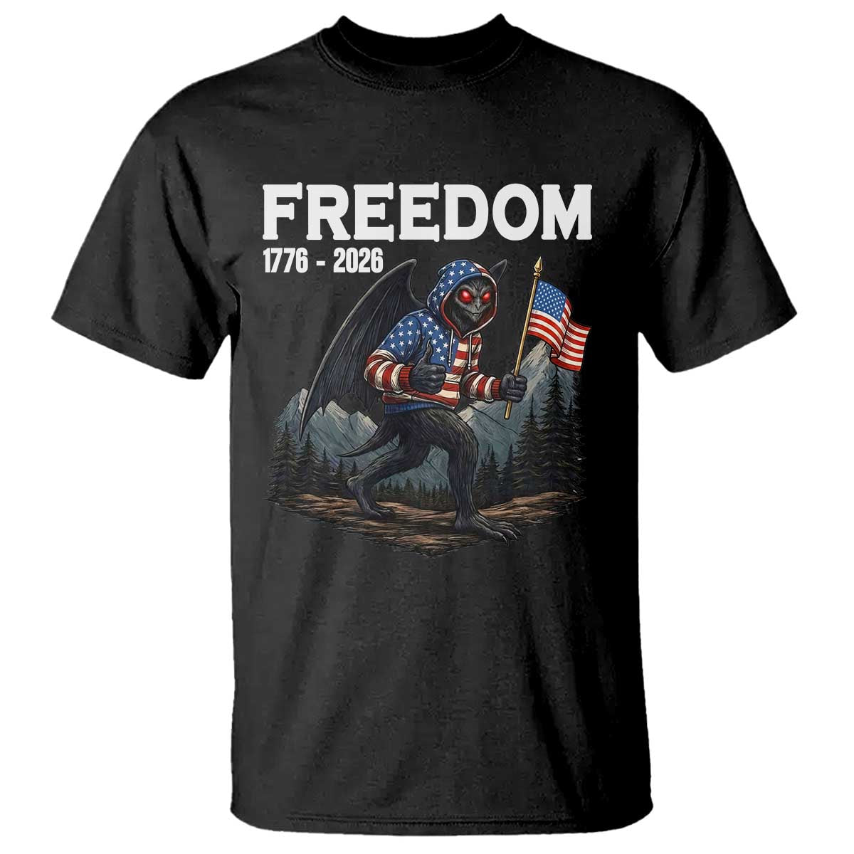 Patriotic Mothman Lover T Shirt Funny USA 250 Anniversary Gift
