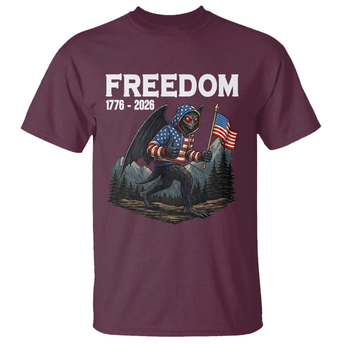 Patriotic Mothman Lover T Shirt Funny USA 250 Anniversary Gift