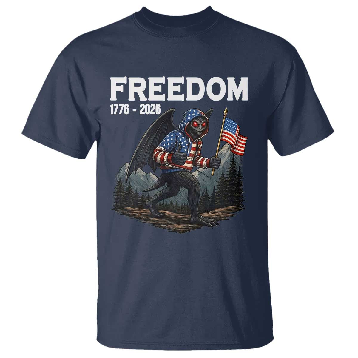 Patriotic Mothman Lover T Shirt Funny USA 250 Anniversary Gift