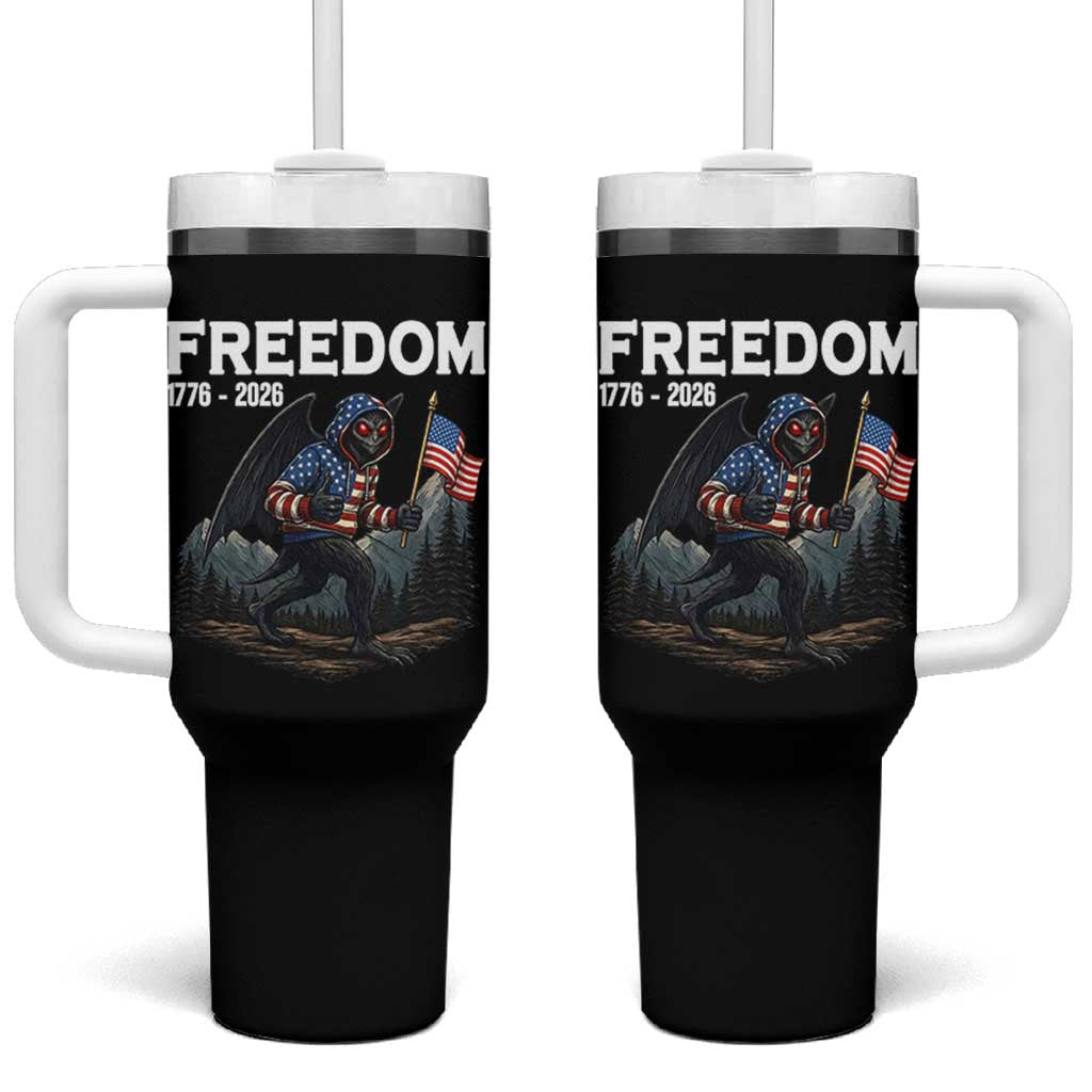 Patriotic Mothman Lover Tumbler With Handle Funny USA 250 Anniversary Gift