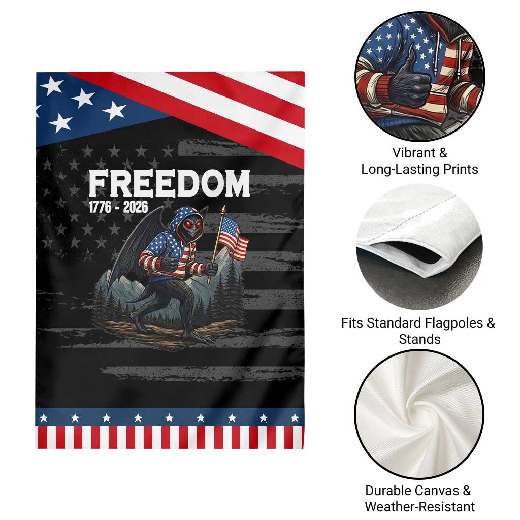 Patriotic Mothman Lover Garden Flag Funny USA 250 Anniversary Gift