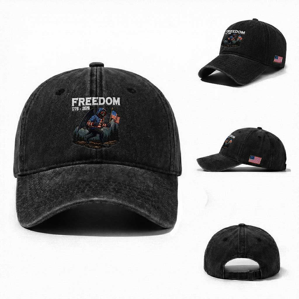 Patriotic Mothman Lover Washed Cotton Baseball Cap Funny USA 250 Anniversary Gift