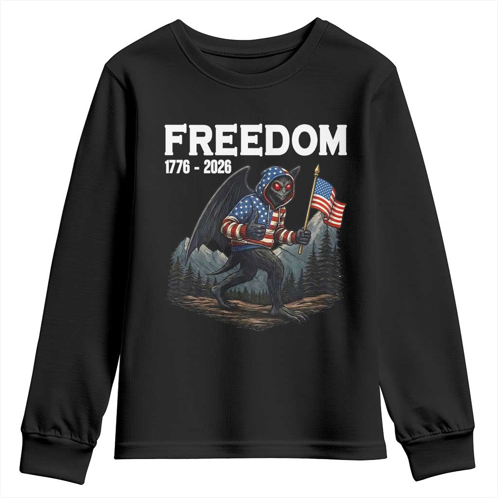 Patriotic Mothman Lover Youth Sweatshirt Funny USA 250 Anniversary Gift