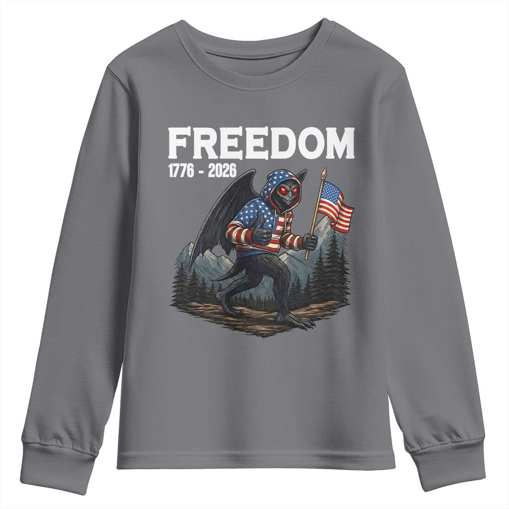Patriotic Mothman Lover Youth Sweatshirt Funny USA 250 Anniversary Gift