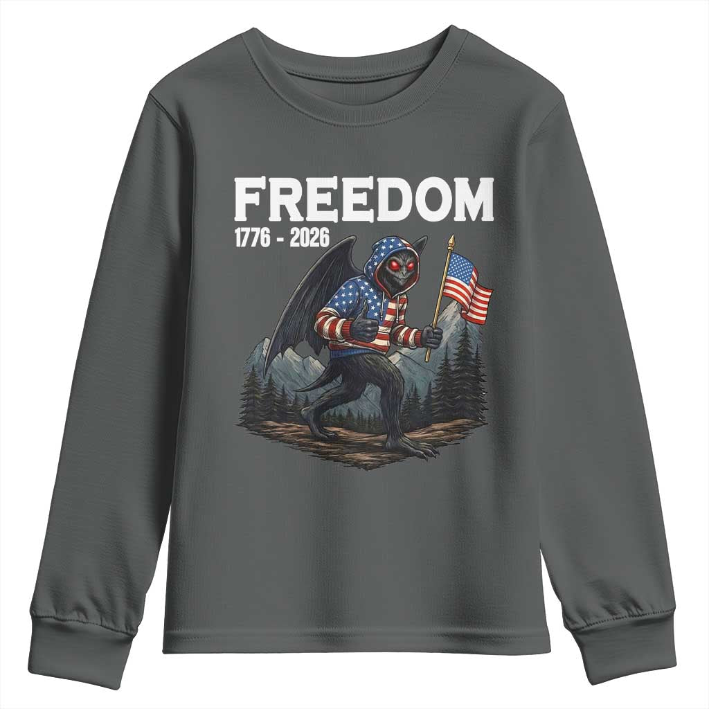 Patriotic Mothman Lover Youth Sweatshirt Funny USA 250 Anniversary Gift