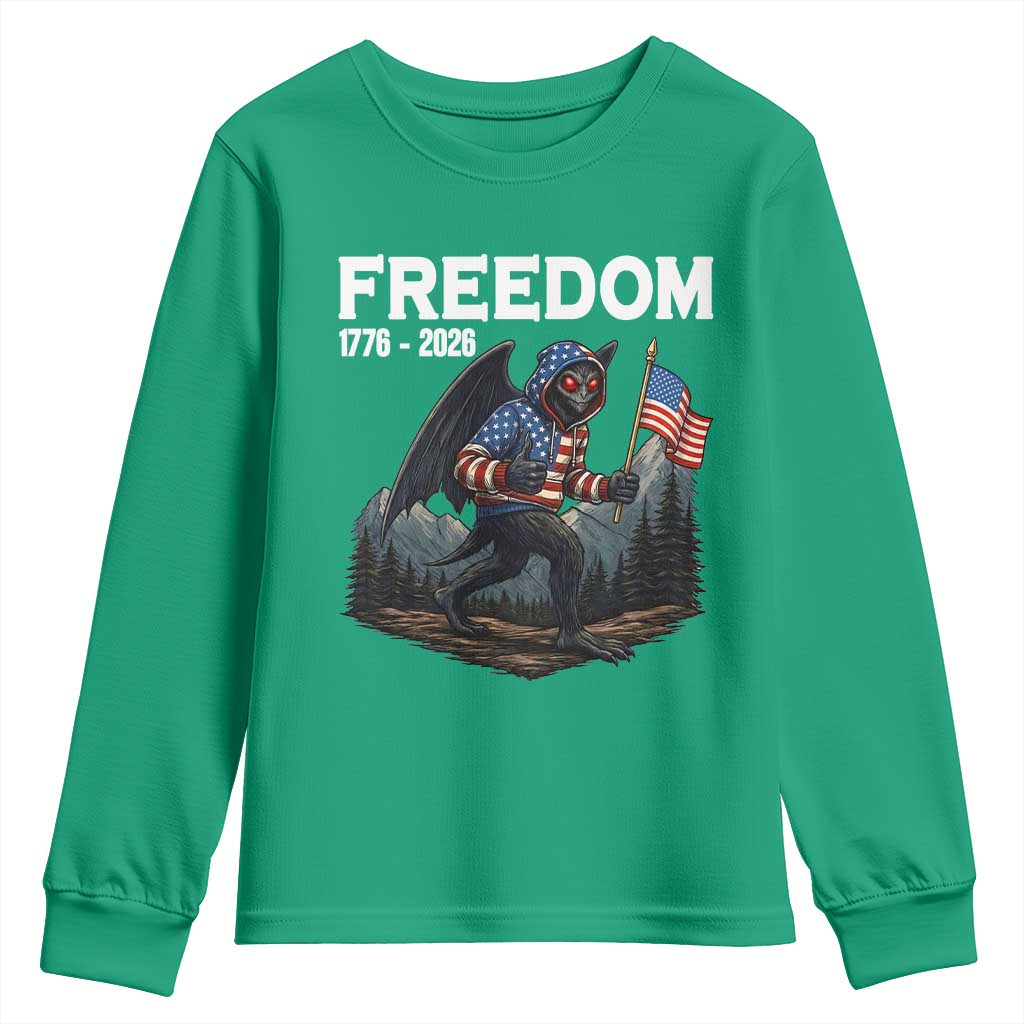 Patriotic Mothman Lover Youth Sweatshirt Funny USA 250 Anniversary Gift