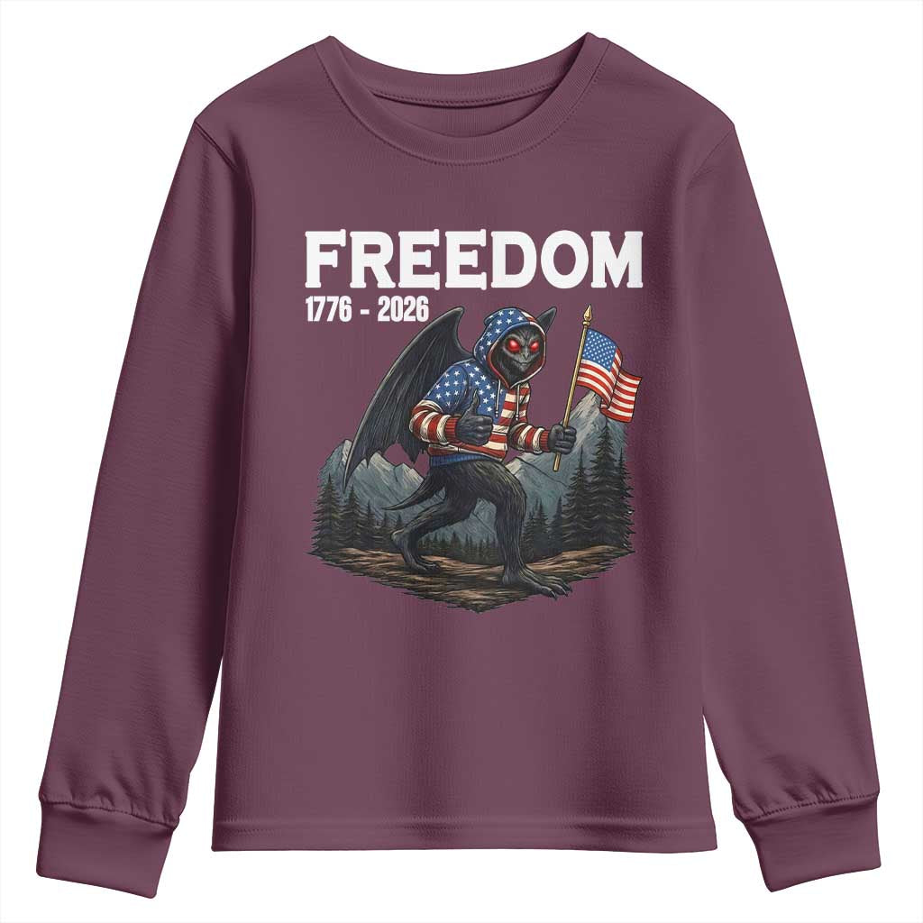 Patriotic Mothman Lover Youth Sweatshirt Funny USA 250 Anniversary Gift