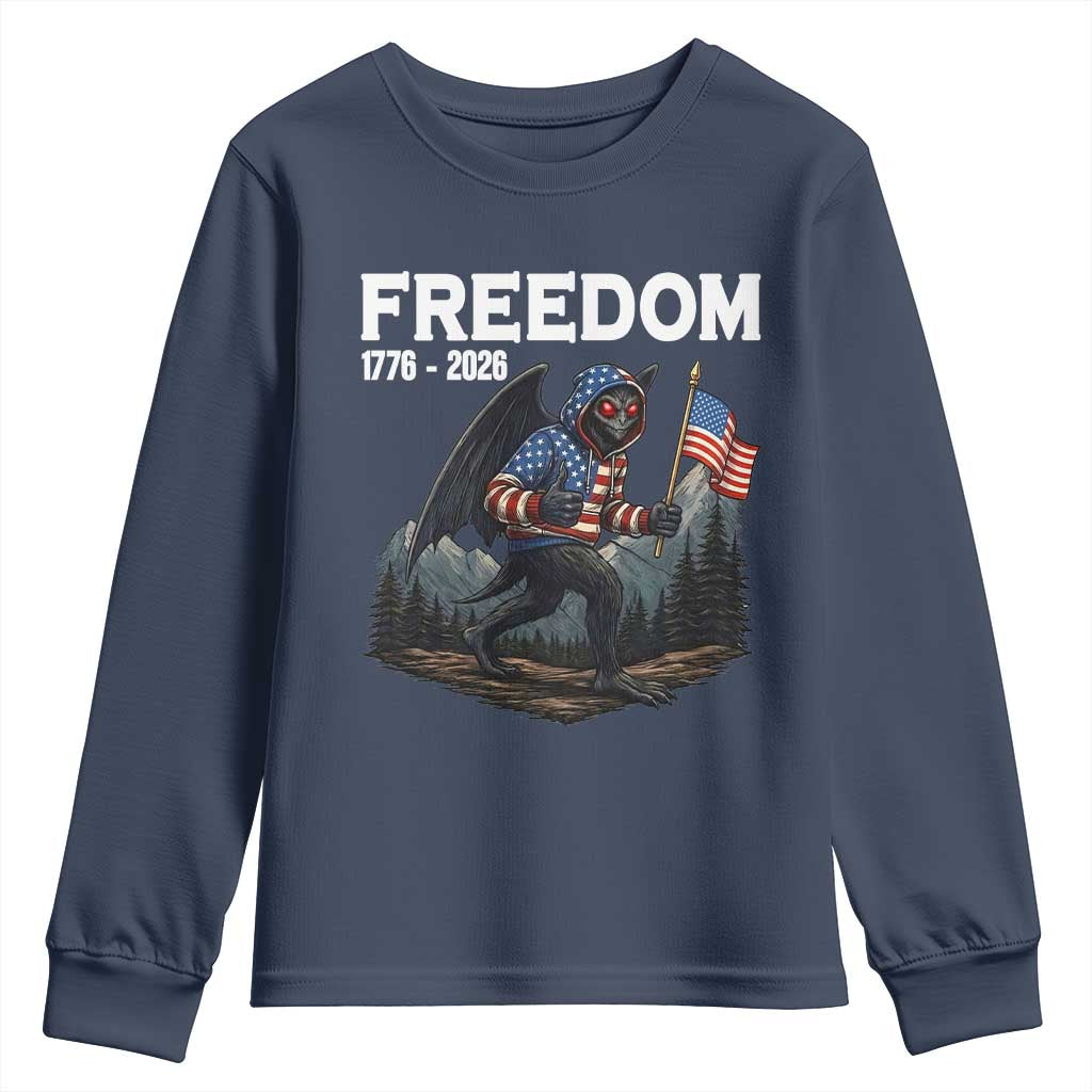 Patriotic Mothman Lover Youth Sweatshirt Funny USA 250 Anniversary Gift