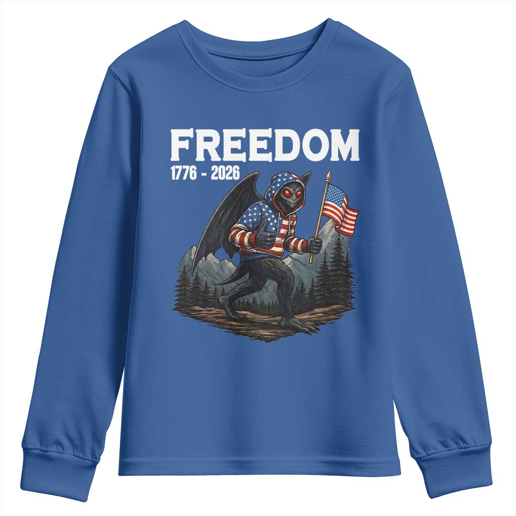 Patriotic Mothman Lover Youth Sweatshirt Funny USA 250 Anniversary Gift