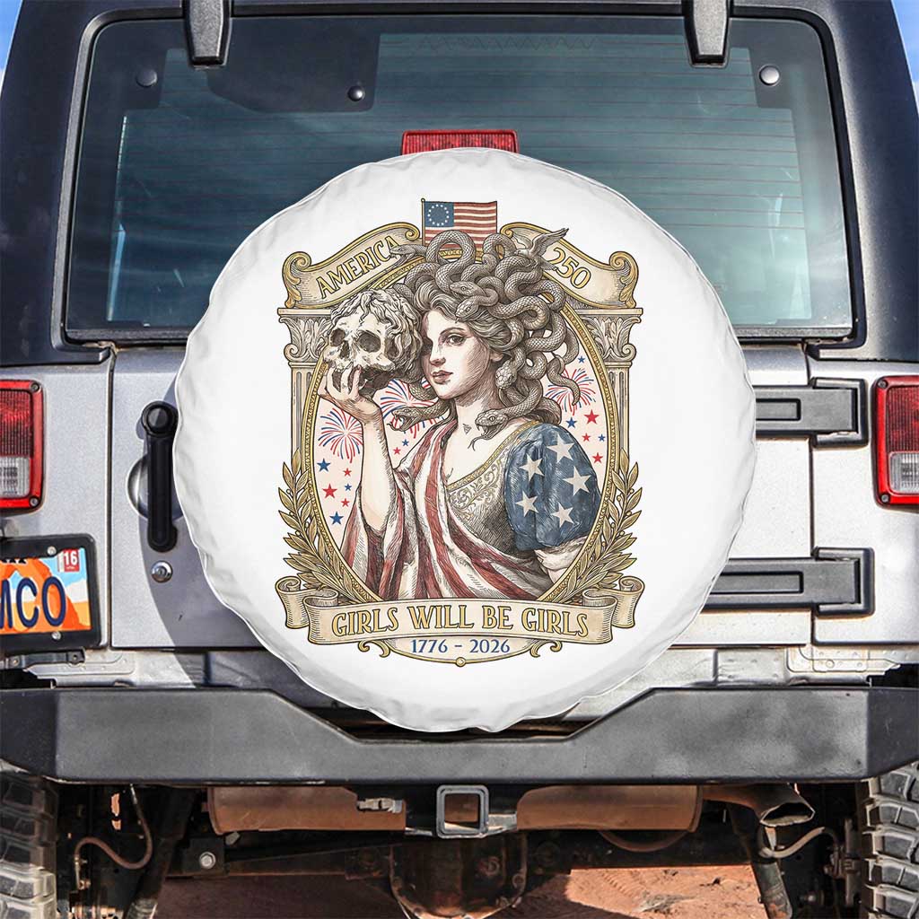 Feminist Medusa Girls Will Be Girls Spare Tire Cover USA 250 Anniversary Gift