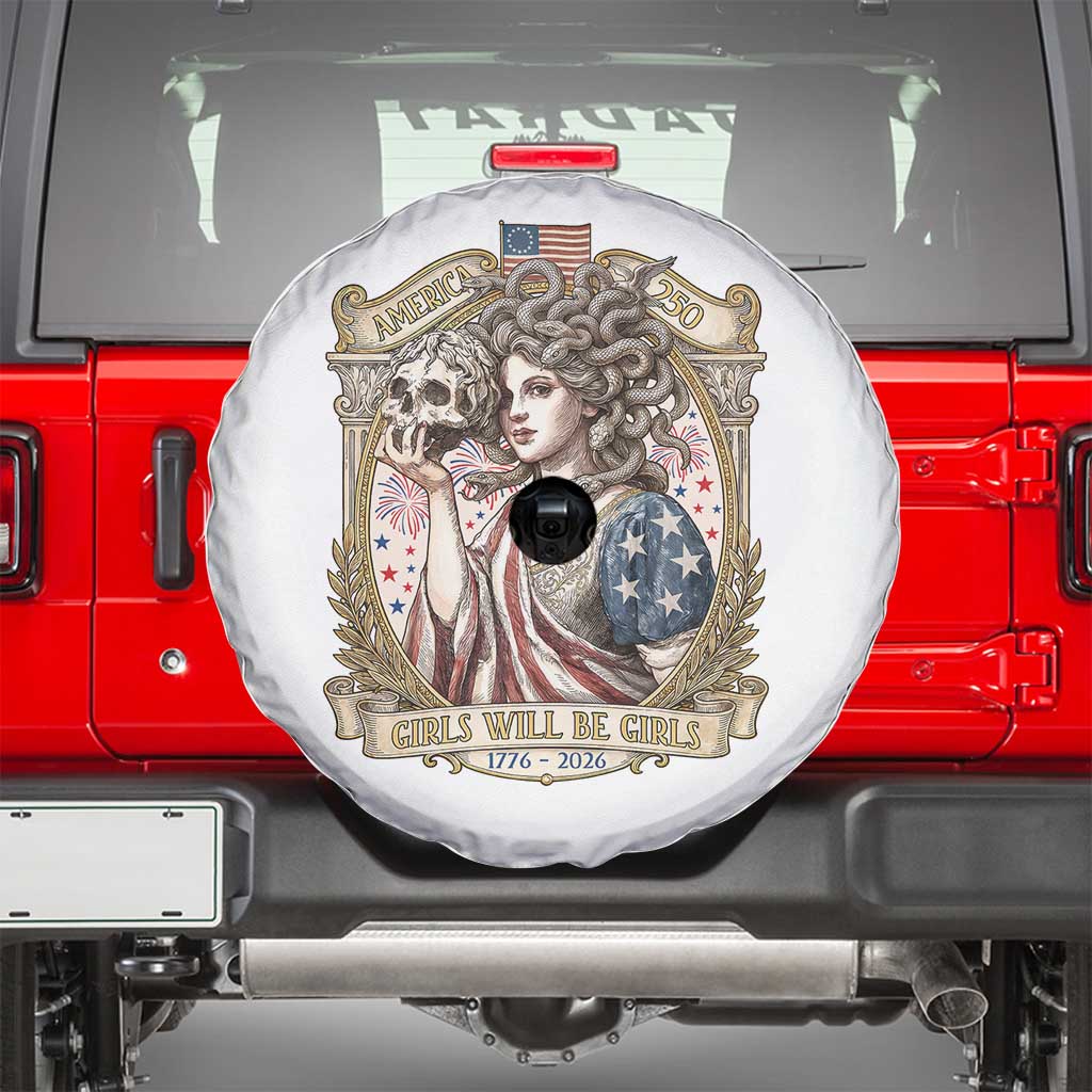 Feminist Medusa Girls Will Be Girls Spare Tire Cover USA 250 Anniversary Gift