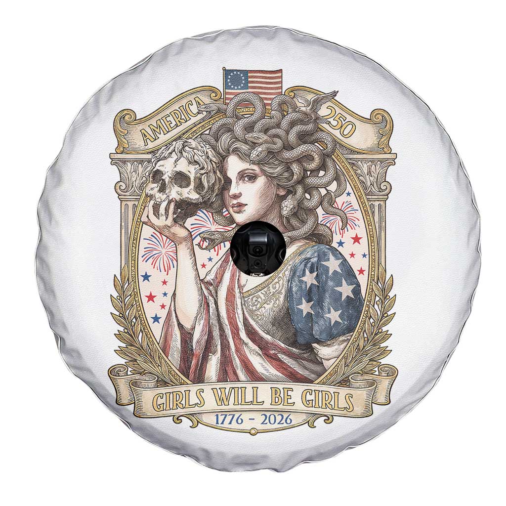 Feminist Medusa Girls Will Be Girls Spare Tire Cover USA 250 Anniversary Gift