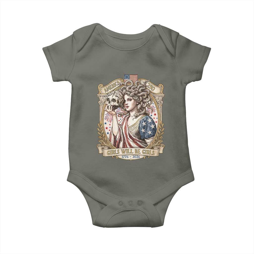 Feminist Medusa Girls Will Be Girls Baby Onesie USA 250 Anniversary Gift