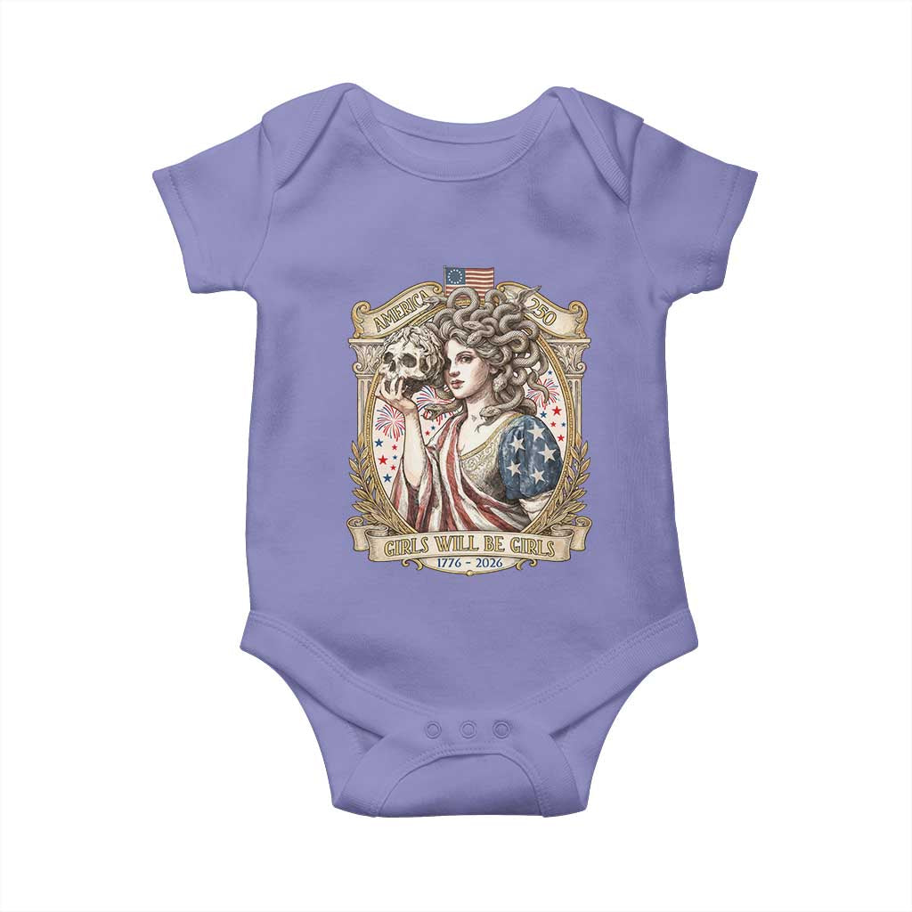 Feminist Medusa Girls Will Be Girls Baby Onesie USA 250 Anniversary Gift