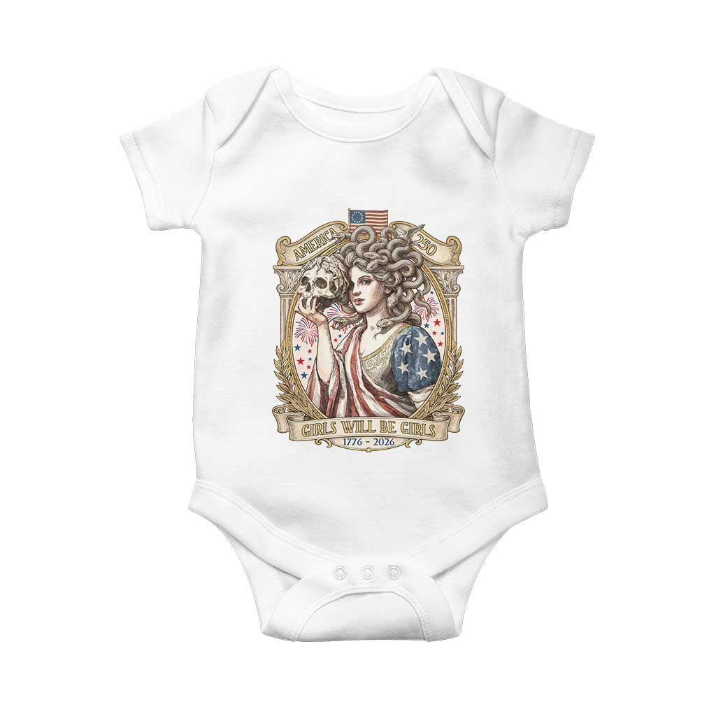 Feminist Medusa Girls Will Be Girls Baby Onesie USA 250 Anniversary Gift