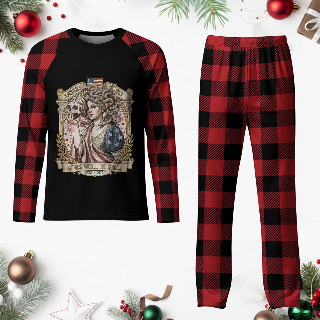 Feminist Medusa Girls Will Be Girls Plaid Pajama Set USA 250 Anniversary Gift