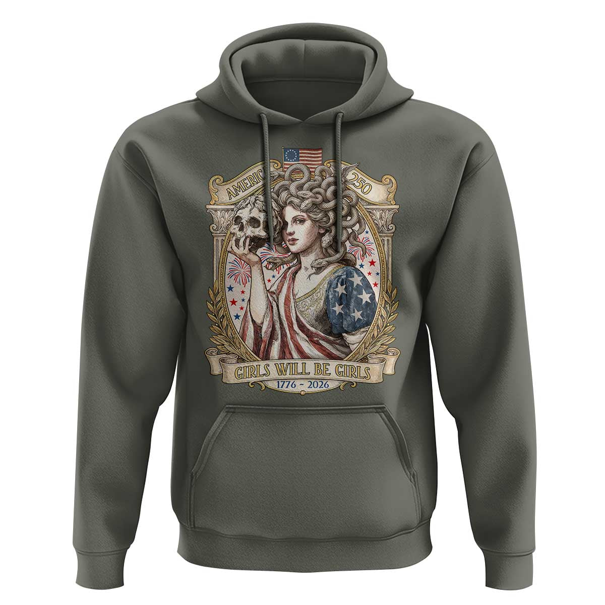 Feminist Medusa Girls Will Be Girls Hoodie USA 250 Anniversary Gift