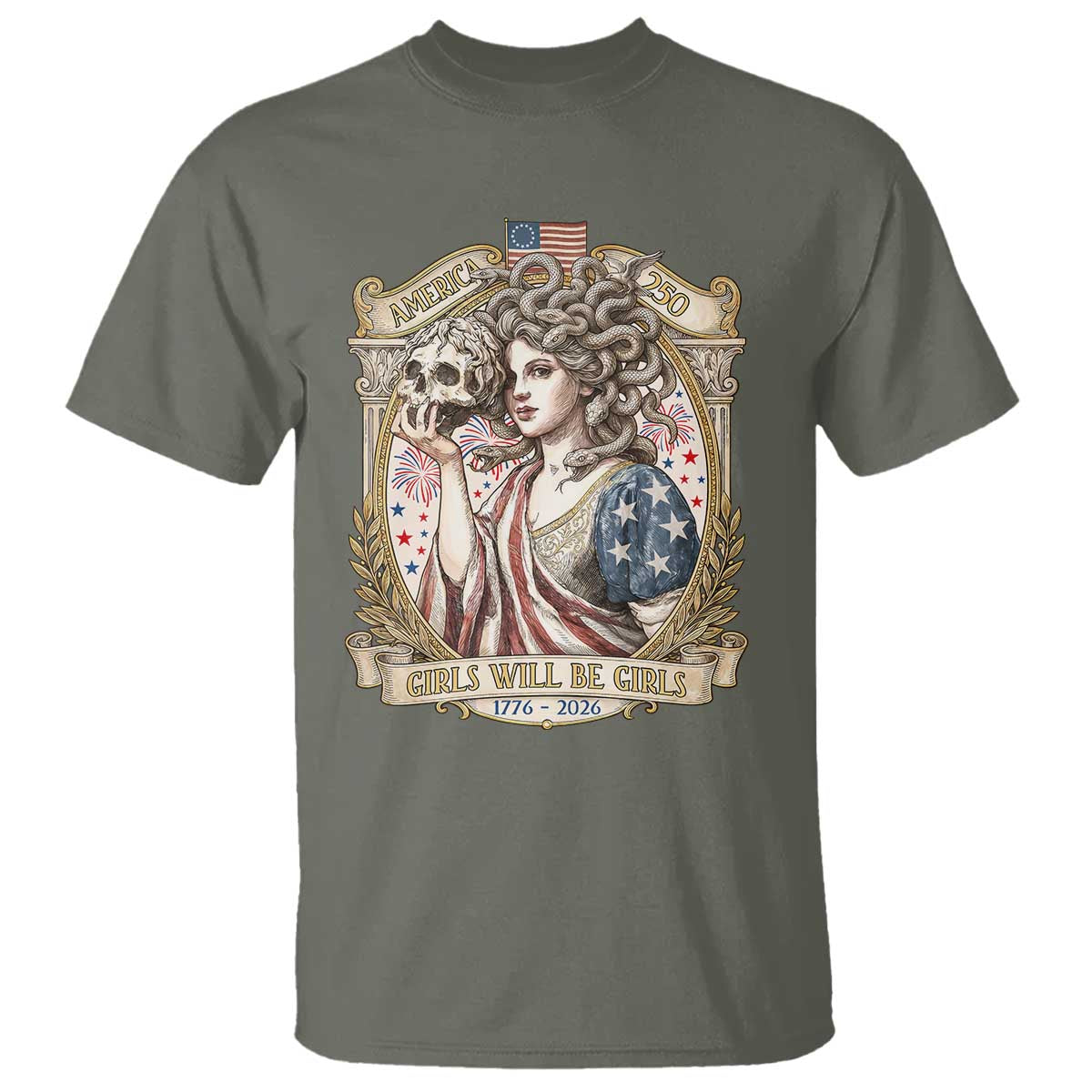 Feminist Medusa Girls Will Be Girls T Shirt USA 250 Anniversary Gift