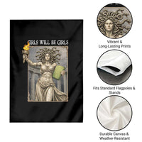 Funny Feminist Medusa Statue Of Liberty Garden Flag Girls Will Be Girls