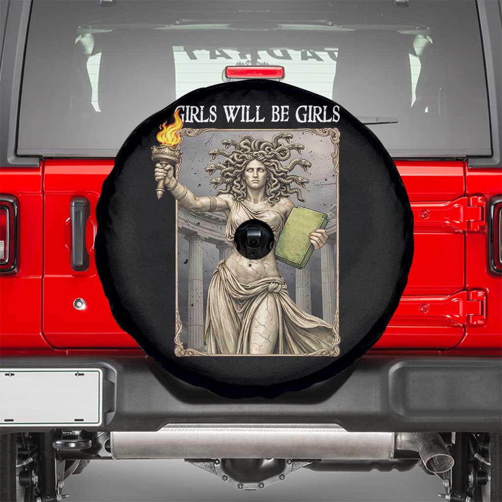 Funny Feminist Medusa Statue Of Liberty Spare Tire Cover Girls Will Be Girls