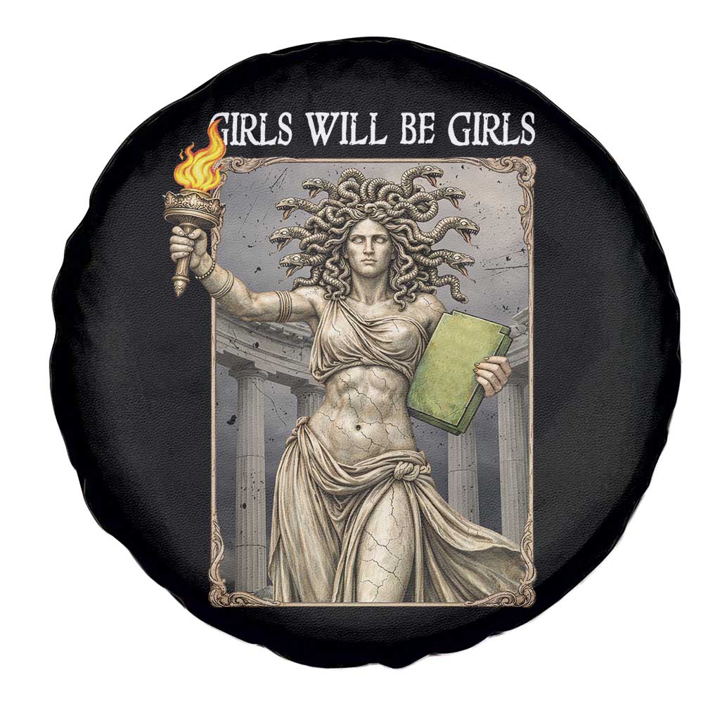 Funny Feminist Medusa Statue Of Liberty Spare Tire Cover Girls Will Be Girls