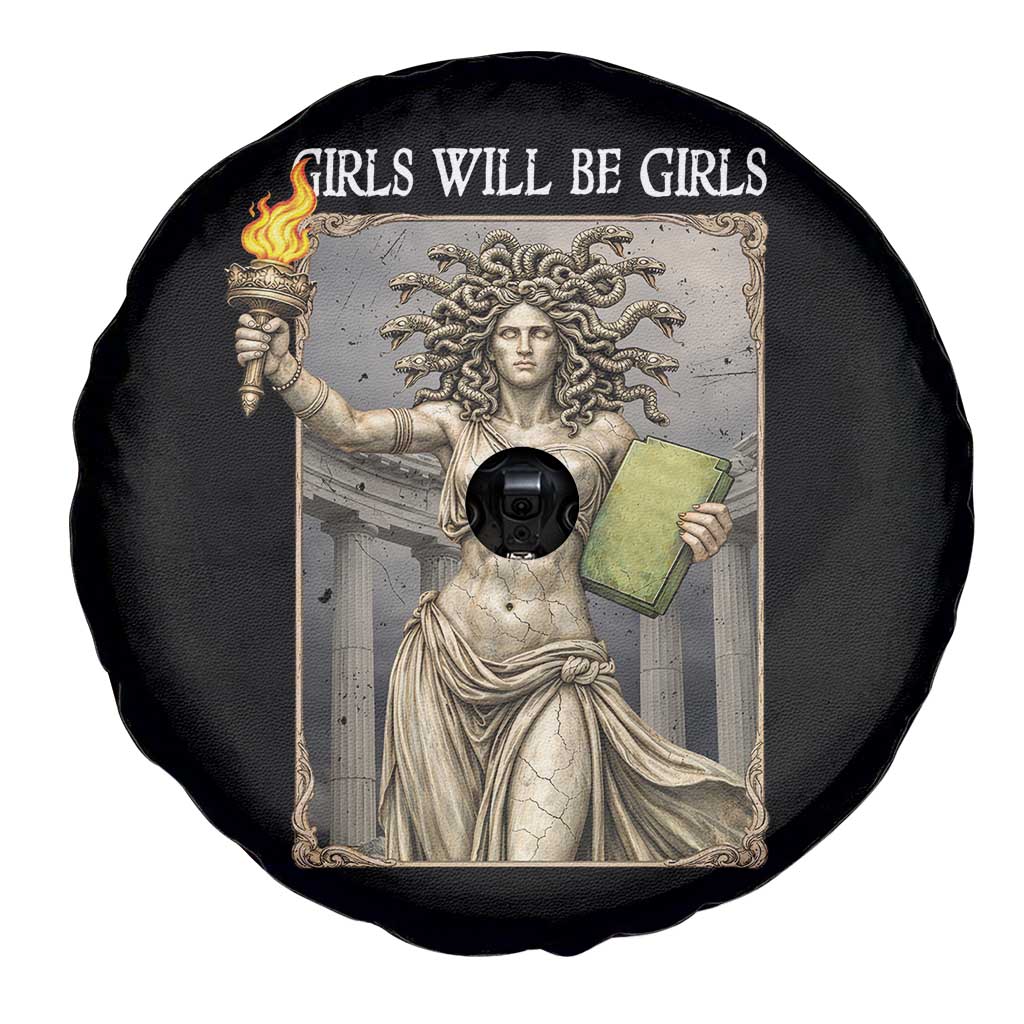 Funny Feminist Medusa Statue Of Liberty Spare Tire Cover Girls Will Be Girls