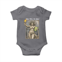Funny Feminist Medusa Statue Of Liberty Baby Onesie Girls Will Be Girls
