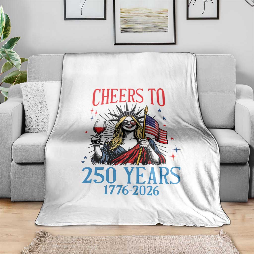 Funny Patriotic Statue Of Liberty Throw Blanket Cheers To 250 Years