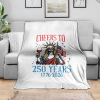 Funny Patriotic Statue Of Liberty Throw Blanket Cheers To 250 Years