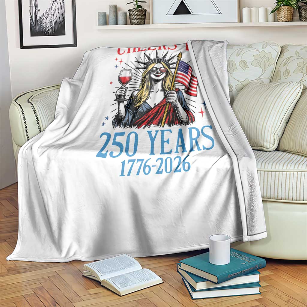 Funny Patriotic Statue Of Liberty Throw Blanket Cheers To 250 Years