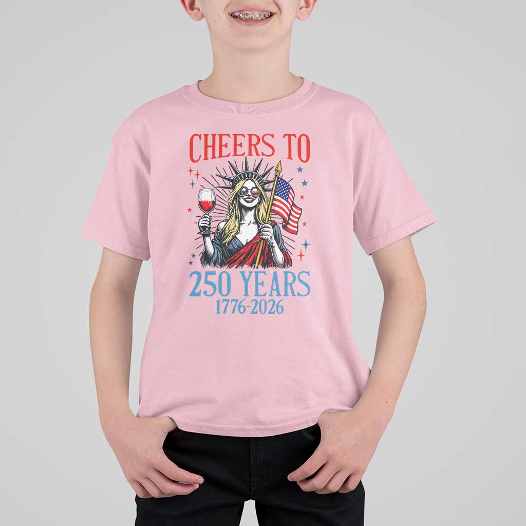Funny Patriotic Statue Of Liberty T Shirt For Kid Cheers To 250 Years