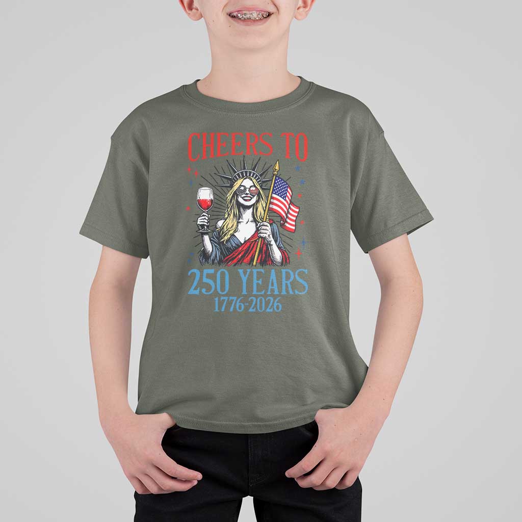 Funny Patriotic Statue Of Liberty T Shirt For Kid Cheers To 250 Years