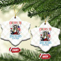 Funny Patriotic Statue Of Liberty Ceramic Ornament Cheers To 250 Years