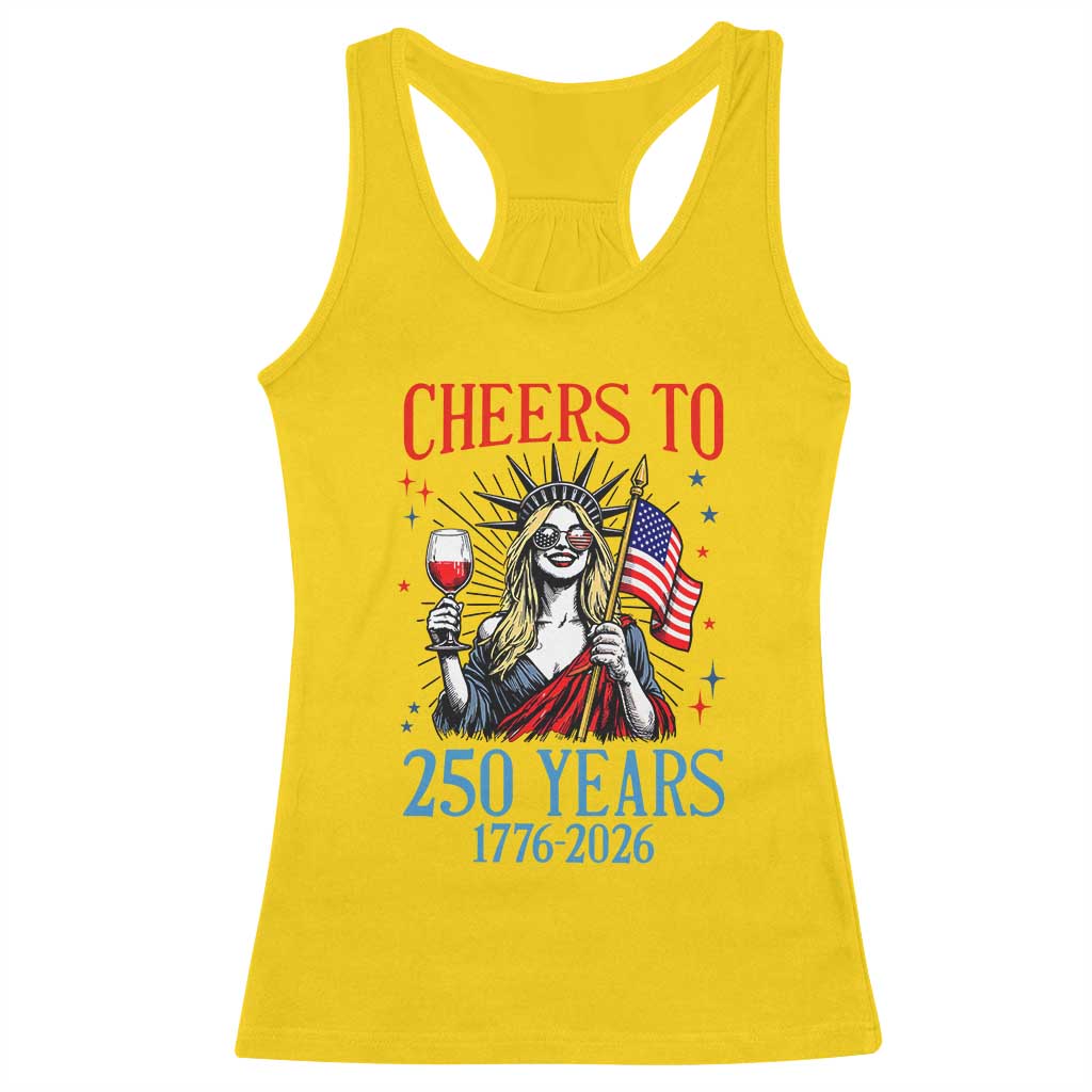 Funny Patriotic Statue Of Liberty Racerback Tank Top Cheers To 250 Years
