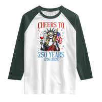 Funny Patriotic Statue Of Liberty Raglan Shirt Cheers To 250 Years
