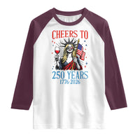 Funny Patriotic Statue Of Liberty Raglan Shirt Cheers To 250 Years