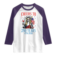Funny Patriotic Statue Of Liberty Raglan Shirt Cheers To 250 Years