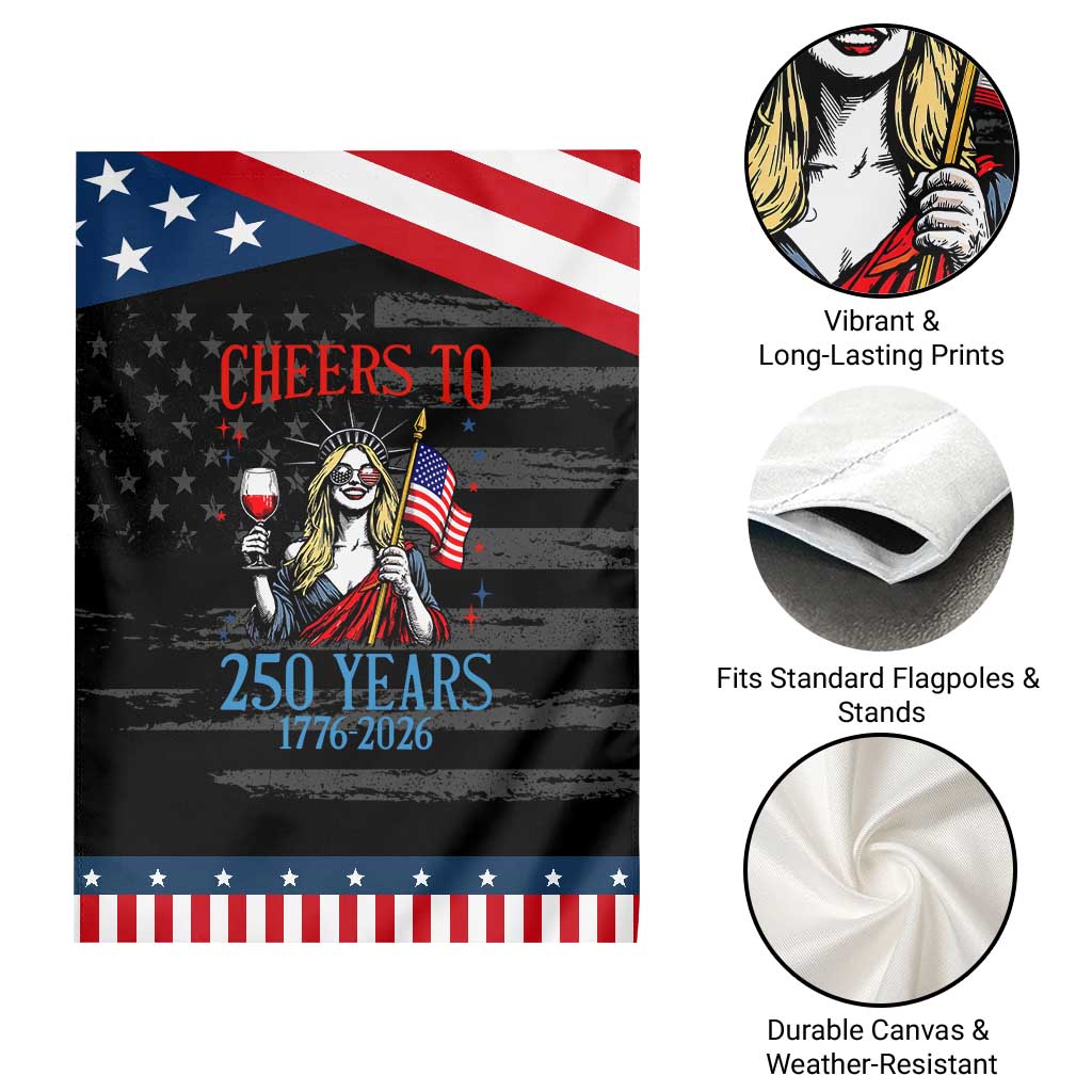 Funny Patriotic Statue Of Liberty Garden Flag Cheers To 250 Years