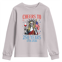 Funny Patriotic Statue Of Liberty Youth Sweatshirt Cheers To 250 Years