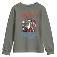 Funny Patriotic Statue Of Liberty Youth Sweatshirt Cheers To 250 Years