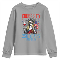 Funny Patriotic Statue Of Liberty Youth Sweatshirt Cheers To 250 Years