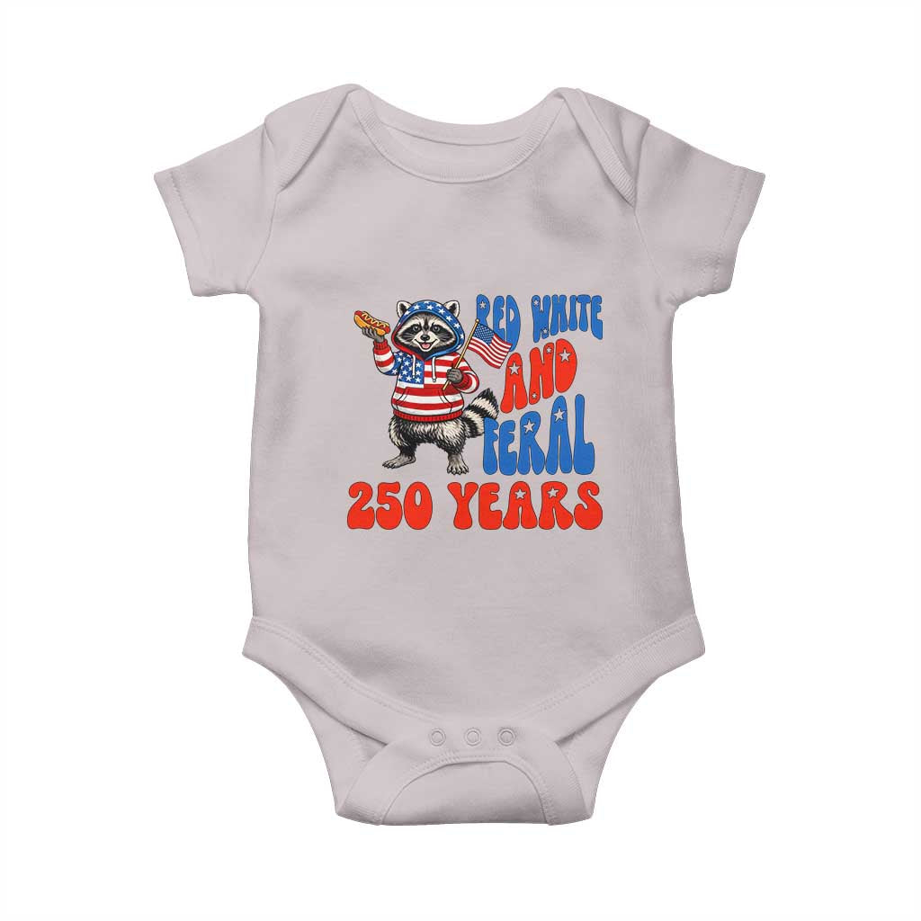Funny Patriotic Raccoon Baby Onesie Red White And Feral 250 Years