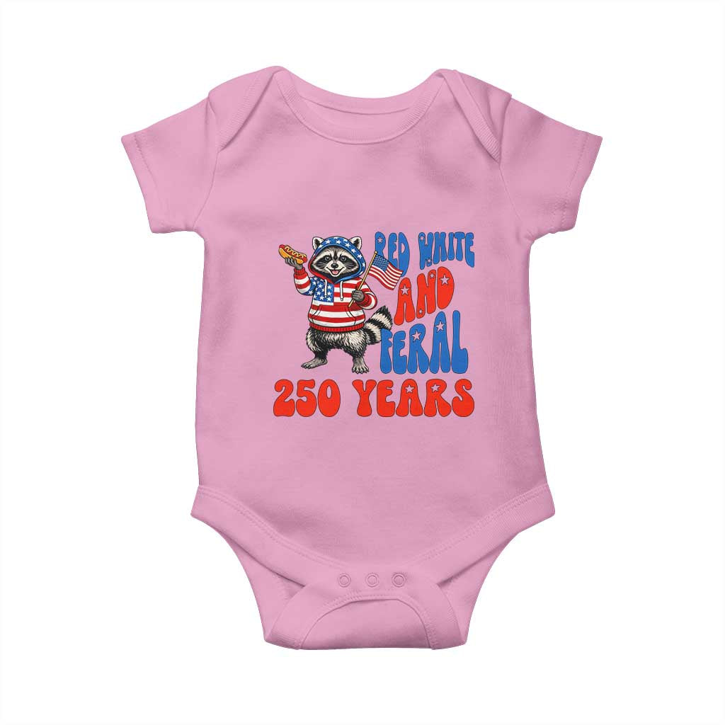 Funny Patriotic Raccoon Baby Onesie Red White And Feral 250 Years