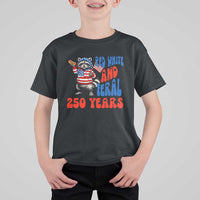 Funny Patriotic Raccoon T Shirt For Kid Red White And Feral 250 Years
