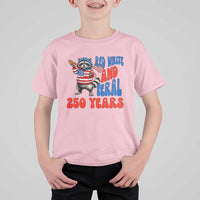 Funny Patriotic Raccoon T Shirt For Kid Red White And Feral 250 Years