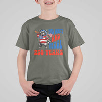 Funny Patriotic Raccoon T Shirt For Kid Red White And Feral 250 Years