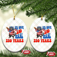 Funny Patriotic Raccoon Ceramic Ornament Red White And Feral 250 Years